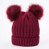 Beanies Beanie/Skull Caps 1 Pcs Winter Hats Womens Double Bobble Pom Hat Knitted Beanie Fashion Girls Ladies Female Cap Adult Casual Outdoor