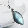 Pendant Necklaces Genuine Natural Labradorite Blue Light Gems Powerful Stone Women Jewelry 34x16x8mm