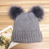 Beanies Beanie/Skull Caps 1 PCS Winterhoeden Dames Double Bobble Pom Hoed gebreide Beanie Fashion Girls Dames vrouwelijke pet volwassen casual Outdoor