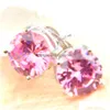 Stud LuckyShine Round Cubic Zirconia Earring European Style Sier Pink Kunzite örhängen 8 mm för kvinnor Drop Leverans smycken DHO6V