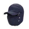 Berets Men's Winter Hat Face Protection Lei Feng Korean Outdoor Baseball Cap förtjockade varma öronlock