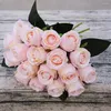 Fiori decorativi che tengono bouquet da sposa rosa naturale artificiale con nastro di raso di seta Festa nuziale da damigella d'onore champagne rosa bianco