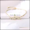 Charm Bracelets Jewelry Love Gift Cubic Zirconia Cz Butterfly Pulsera ajustable para mujer Gold Sier Fashion Party Wedding Bridal D Ottsi