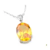 Pendentif Colliers Luckyshine Feu Ovale Royal Style Jaune Citrine Gemmes 925 Sterling Sier Collier Femmes Zircon Bijoux De Mariage Drop Dhlhu