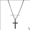 Anhänger Halsketten Einfache Klassische Kreuz Edelstahl Lange Pullover Kette Statement Schmuck Choker Halskette Für Frauen Männer Drop Deliv Otbyr