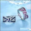 Anelli a grappolo Beautif Fashion Wedding Party Sier Donne Purple Crystal Lady Ring Jewelry Drop Delivery Otned