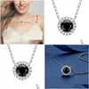 Colares pendentes da moda, 925 Sterling Sier 1Ct Colar de Moissanite de cor preta para mulheres Gold brancas de ouro 4 Clavícula Drop Del Dhmnl