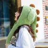 Berets dinosaur beanie hoed vrouwelijke winter grappige schattige gebreide hoeden wollen warm met bewegende oren oorbanden cadeau huis buiten 2023