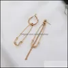 Charm Pins Earrings Punk Personality Alloy Safety Pin Puncture Earring Gold Sier Geometry Chain Fashion Hoop Stud Girls Lady Jewelry Otszy