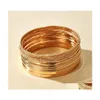 Bangle 14Pcs / Set Braccialetti color oro punk per le donne Accessori per gioielli bohémi in lega di metallo alla moda Commercio all'ingrosso 440C3 Drop Delivery Dhoqh