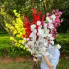 Dekorativa blommor 125 cm simulering persikan blomma lång gren konstgjord blomma siden bukett hem matsal dekoration diy bröllop faux