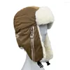 Berets Outdoor Lei Feng Cap Buckle Closure Solid Color Flight Women Waterproof Snow Travel Hat