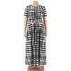 Work Dresses Two Piece Set Women Plaid Print Skirt Sets T-Shirt Short Sleeve Top Casual Maxi Long Skirts Wholesale