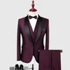 Men's Suits Customized Royal Blue Groom Tuxedos Black Lapel Man Blazer 3 Pieces Men Wedding Suit Groomsmen & Blazers