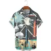 Casual shirts voor heren geklede heren heren gedrukt Hawaiiaanse knop met korte mouwen Down strand donkerpaarse T -shirtmen's