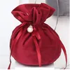 Gift Wrap 5Pcs Velvet Bags With Pearl String Christmas Birthday Party Cooikes Candy Boxes Jewelry Sachet Bag