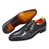 Sapatos sociais tamanho grande masculinos Oxford feitos à mão couro genuíno crocodilo P