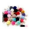 Arts And Crafts Lovely Keychains Womens Pom Poms Faux Rex Rabbit Fur 8Cm Ball Key Chains Girl Bag Hang Car Ring Pendant Drop Deliver Dhvho