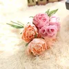 Ghirlande di fiori decorativi Champagne peonia fiore artificiale con bouquet per la decorazione della festa domestica di nozze Decorazione autunnale in seta finta