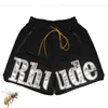 Oversized Rhude Casual Shorts Heren Dames Patchwork Geel Trekkoord Groen Blauw Strand Zomer Lf3x 9QCP