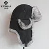 Bérets B-8484 Bomber Chapeau Rex Fourrure Trappeur Chapeaux Neige Ski Caps Russie Ushanka Oreille Rabat Étanche Cap