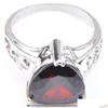 Pierścień Solitaire 5 PCS Mothers Prezent Klasyczny wycięty serce w kształcie czerwonego granatu Pierścienie 925 Sterling Sier Sier For Women Jewelry Dr Dhr2f Dr Dhr2f