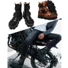 Boots Motocicleta de Motocicleta masculina Genuíno Couro Militar de Combate Gótico Punk Boot Punk Men Basic Men Plataforma Sapatos de trabalho