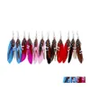 Cuelga la lámpara Bohemia Sier Color pendientes de plumas cuentas para mujeres fiesta pasarela colgante Boucles Colorf plumas entrega de gota