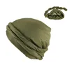 Berets N58f Haloturban Durag للرجال الرئيسيين الحجاب الحجاب العمامة ساتان مبطنة على الحجاب المريح Chemo Hat