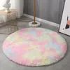 Tapis rond en peluche pour salon, antidérapant, moelleux, doux, de grande surface, épais, décoratif pour chambre à coucher, salon pour enfants