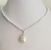 Pendant Necklaces Women Jewelry Necklace 4mm White Round Bead 14mm Natural South Sea Shell Pearl Handmade