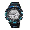 Relógios de pulso colorido luminoso relógio digital masculino esporte de luxo criativo Camuflage Silicone Strap Relógios de pulso para o relógio de LED à prova d'água masculino