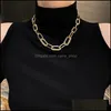 Sautoirs Punk Chunky Épais Chaîne En Acier Inoxydable Collier Ras Du Cou Goth Gothique Imprimé Court Clavicule Colliers Collier Bijoux Drop Del Dh0Tm