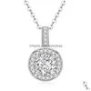 Annan lyx 1 d färg VVS1 runda Moissanite Pendant Necklace 925 Sterling Sier FL Diamond Charm Gift Other Drop Delivery Jewely Nec Dhphf