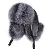 Berretti Vera Pelliccia 2023 Inverno Genuino Argento Cappelli Da Uomo Raccoon Lei Feng Cap Per Bomber Russo Con Pelle Calda