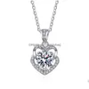 Pendant Necklaces Trendy S925 Sier 1Ct D Color Vvs1 Moissanite Double Heart Necklace For Women Plated White Gold Diamond Test Drop D Dhn47