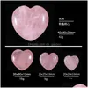 Stone Carved 20Mm 25Mm 30Mm Pink Natural Heart Ornaments Crystal Minerals Reiki Healing Rose Quartz Diy Gifts Citrine Home Decor Dro Dhm7E