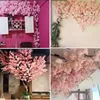 Decorative Flowers Artificial Cherry Tree Pink Branch Silk Flower DIY Wedding Decoration Wall Home Outdoor