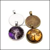 Charms Sier Bronze Colors 25mm Halsband Pendant Ställa in Cabochon Cameo Base Tray Bezel Blank Fit Diy Cabochons smycken Making Drop D Oteid