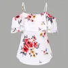 Damestanks zomer dames blouse spaghetti riem uit schouderhemd bloemenprint gegolfde chiffon tanktop dames mouwloze camisa feminina