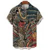 Mens Casual Shirts Mythical Monster Mens Shirt Hawaiian 3d Horror Face Print Crop Top Street Vintage Oversized Tattoo Tees For Men Beach Casual 230114