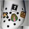 Skodelar Tillbehör Partihandel Religiös Jesus Gud Virgin Marry Croc Charms Spänne Träsko Knappar Pins Armband Armband Decorati Dhuaq