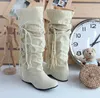 Boots Women Pink Fashion Shoes Plus Size Winter Fringe High Female Suede Ladies