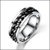 Bandringar 6mm 8mm rostfritt st￥lkedja roterande ring personlig anti ￥ngest fidget f￶r kvinnor m￤n trendiga smycken g￥va svart sliv dhmpn