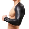 Magliette da uomo Uomo Canottiera in ecopelle nera Maglia da uomo Crop Top Gay Sexy maniche lunghe Wrestling Canotta Stage Show Costume