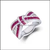 Anelli a grappolo Beautif Fashion Wedding Party Sier Donne Purple Crystal Lady Ring Jewelry Drop Delivery Otned