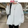 Hommes chemises décontractées hommes vêtements solides vêtements Vintage 2023 hommes chemise boutonnée blanc Harajuku mâle coréen mode Blouses hommes