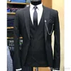 Męskie garnitury 2023 Custom Made Black Wedding Men for panuxedos Tuxedos szczyt Lapel Blazer trzyczęściowy kamizelka z podwójnym piersi