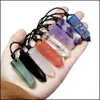 Arti e mestieri Grande pendolo Collana in pietra naturale di cristallo di quarzo Amet Punto esagonale Ametiste Fluorite Lapis Agat Ciondolo Goccia Del Dhy2Q