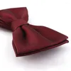 Bow Ties 2023 Fashion Designer Men's For Wedding Double Fabric Wine Red Bowtie Club Banquet Butterfly Tie With Gift Box